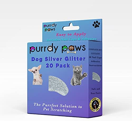 Меки Шапки за нокти Purrdy Paws за Кучешки Нокти със Сребрист Блясък Jumbo