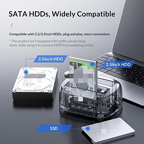 ZHUHW 2 отделение SATA към USB 3.1 HDD 2,5 3,5 Type C Прозрачен корпус на външен твърд диск