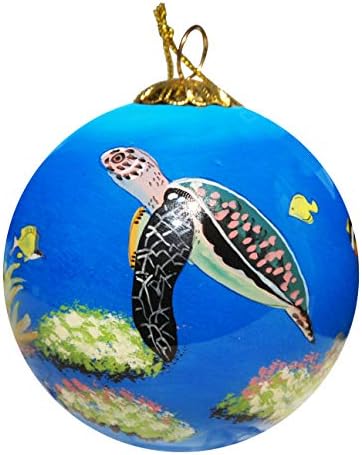Коледна Украса от Стъкло с Ръчно Рисувани - Остров Джекил Морска Костенурка