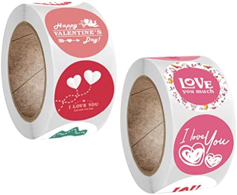 Етикети за запечатване сърца на Св. Валентин: 2 на Ролка, Стикери за Пликове за Свети Валентин, Декоративни