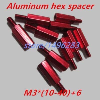 Винт 10шт M310/12/15/18/20-40+6 Разделителната уплътнение от червено шест двустранен алуминий за мъже и жени