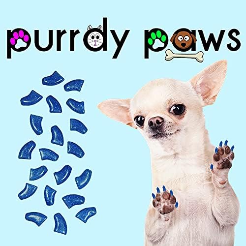 Меки Шапки за нокти Purrdy Paws за Кучешки Нокти със Син Блясък X-Large