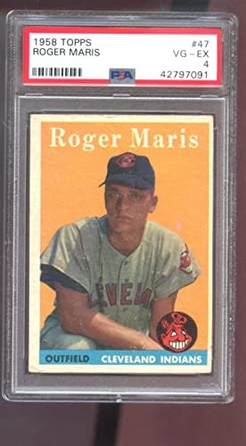 1958 Topps 47 Роджър Maris НАЧИНАЕЩИ RC PSA 4-Градуированная Бейзболна картичка MLB Indians