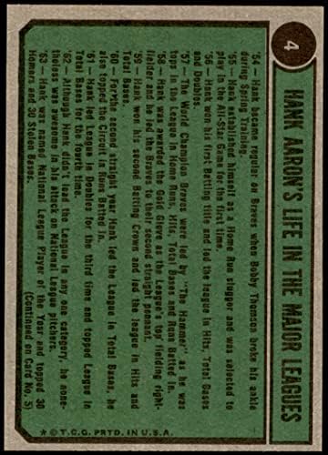 1974 Topps 4 Special 1962-65 Ханк Аарон Атланта Брейвз (Бейзболна картичка) NM/MT Брейвз