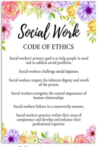 Плакат на Кодекса по етика на социалната работа Без рамки или на платно с рамка от 0,75 инча, Отпечатани в САЩ,