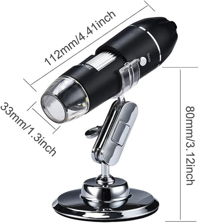 Аксесоари за микроскоп 1600X 3 в 1 8 LED Преносим Дигитален Микроскоп с Поставка, Лабораторни Консумативи