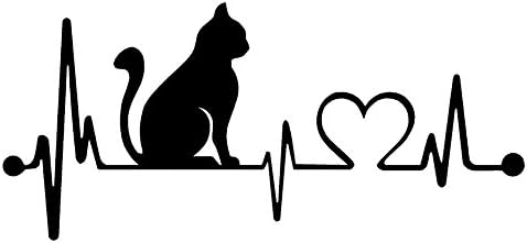 СТИКЕР DAD StickerDad® CAT Heartbeat V1 Lifeline Vinyl стикер (Размер: 8 см, цвят: черен) за прозорци, стени,