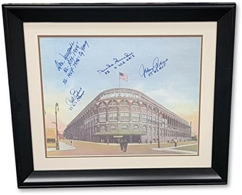 Ньюкомб Снайдер Подрес Ърскин Подписа Снимка в рамка с автограф Доджърс с / Съавтор - Снимки на MLB с автограф
