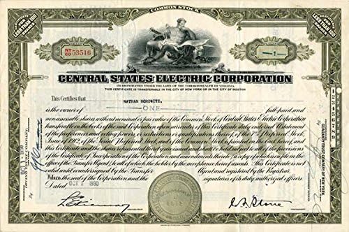 Central States Electric Corporation - Склад за сертификат