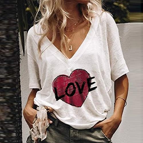 Cegduyi / Дамски Модни Обикновена Блуза с V-образно деколте и къс Ръкав, Ежедневни Свободни Тениски
