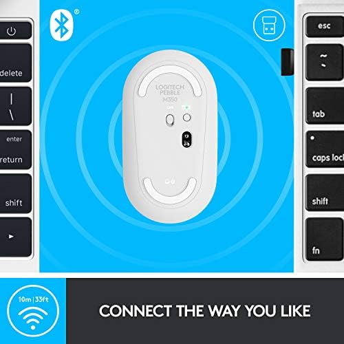 Безжична мишка Logitech Камъчето, Bluetooth или 2,4 Ghz с мини приемник на USB, Тих, Тънък Компютърна мишка