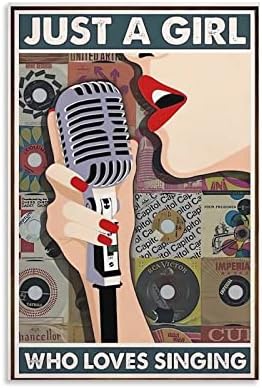 HAYOY Музикално Стенно Изкуство, Черен Плакат с Микрофон за запис на Естетиката на Плакат за Бар, Кафене, Музикално
