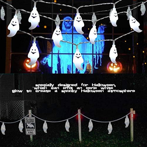 [Дистанционно управление] Гирлянда с призрачно светлина върху Хелоуин, Водоустойчив 8-Режимная Венец с призрачно