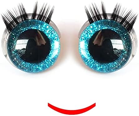20pcs Мигли Зелени очи ръчно рисувани 20 мм с миглите Блестящи очи и Пластмаса за производство на играчки на