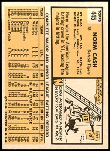 1963 Topps 445 Norm Cash Детройт Тайгърс (Бейзболна картичка) (Топката е Поставена на снимките може да се