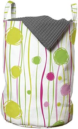 Зелено-Розова чанта за дрехи Ambesonne, в стил Драскулки, в Произволна Вълнообразни райета с Големи и Малки