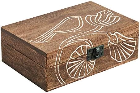 Органайзер за Шкатулок от дърво 5x7 - Дървена Ковчег за Келтски Украшения Ръчно изработени памет с дърворезба