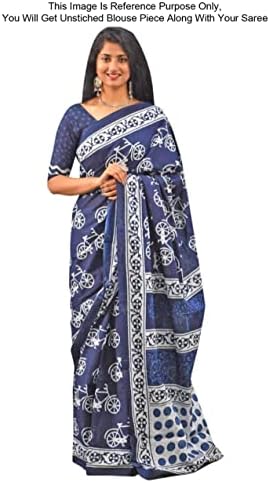 Опаковка Peegli от 2 Женски индийски sarees с блузкой Sanganeri Памучни Сари ръчно изработени