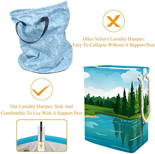 Кошница за дрехи MAPOLO Горското Езеро Сгъваема Кошница за съхранение на бельо с Дръжки Подвижни Скоби Добре