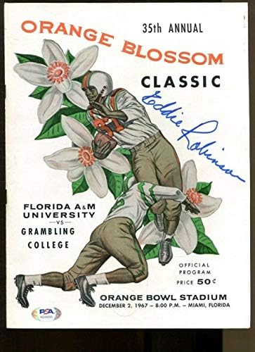 Еди Робинсън подписа автограф на класическата програма Orange Blossom 1967 г. NMT PSA / DNA - Списания MLB с