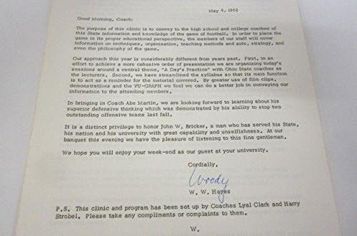Уди Хейс, щата Охайо, е подписал сборник с пиеси 1962 футболна клиника JSA COA - Списания колеж с автограф