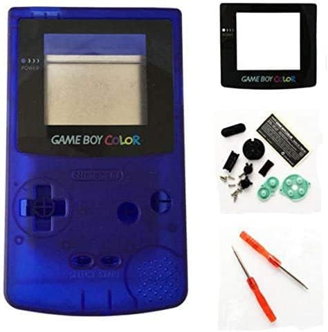 Пълно Тяло Калъф-панел с Бутони Винтове Отвертка за Game boy Цветна Сервизна детайл GBC (Прозрачен синьо)