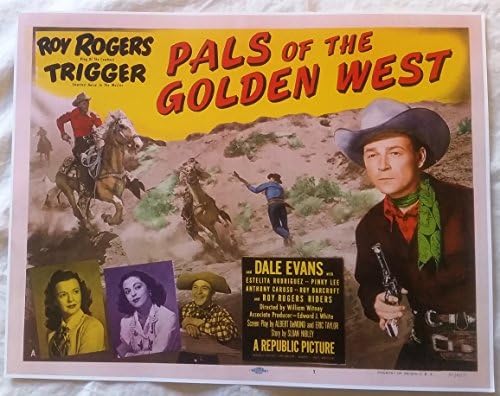Пощенска картичка Приятели на Златния Запад Рой Роджърс, Дейл Еванс в лоби 14 х 11 см