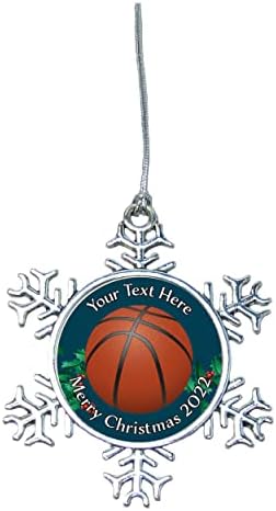 Баскетбол Син Фон Весела Коледа Сребърен Украшение Подарък Изберете Снежен човек Снежинка Крушка Изберете Вашия