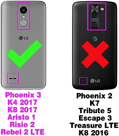 Съвместим с LG Aristo 1/Phoenix 3/K8 2017/Risio 2/Rebel 2 LTE Чанта-портфейл и Защитно фолио за екран от закалено