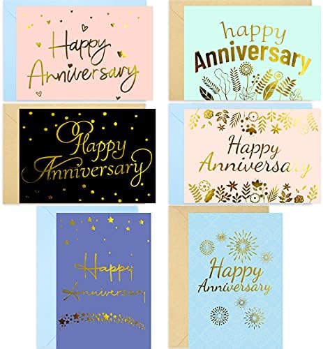 FANCY LAND 12 Възпоменателни Картички с Конвертами От Златно Фолио Поздравителни Картички за Годишнина от Сватба