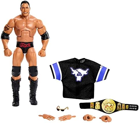 Фигурка на Mattel WWE the Rock Elite Collection, Луксозна ставни и реалистични детайли с култови аксесоари,