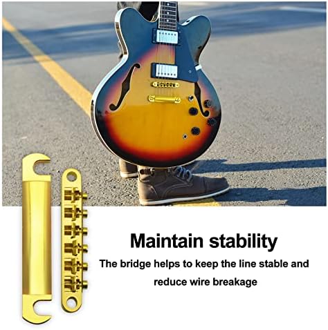 SAPHUE Набор от струнен седла Tune-O-Matic Bridge и опашка с шипове за електрически китари в стил GB LP (златен)