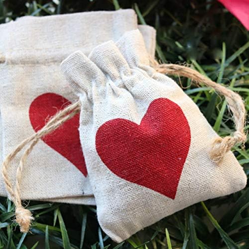 Хлопчатобумажный Бижутериен Органайзер Опаковка Принт Червени Сърца Сладък Сватбен Подарък Пакет За Съхранение На Бижута Чанта От Съвсем Малък