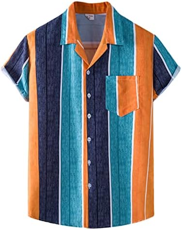UBST Летни Мъжки Хавайски Ризи, тениски с Къс ръкав и Копчета, Лоскутная Шарени Печат, Забавни Графични Плажни