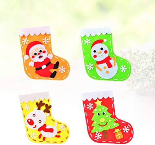 NUOBESTY Червени Чорапи 4 бр. Комплекти Коледни Чорапи Фетровая Апликация на Материали Направи си Сам Коледни
