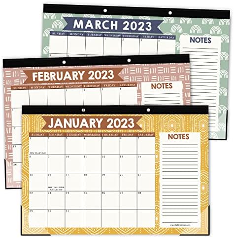 1 Голям Настолен Календар в стил Бохо на 2023-2024, Настолен Бележник, 1 Голям Магнитен Календар За Хладилник,