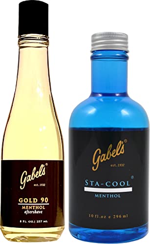 Лосион за след бръснене Gabel's Gold 90 с ментол 8 течни унции (издание без оцветители) и стягащо лосион за
