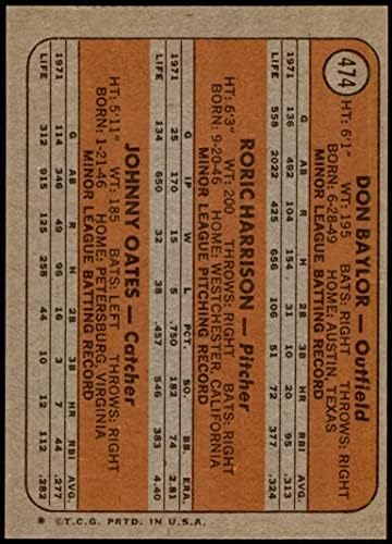 1972 Topps 474 Начинаещи Ориолс Дон Бэйлор / Рорик Харисън / Джони Оутс Балтимор Ориолс (бейзболна картичка)