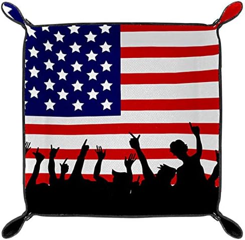 LORVIES Хората се Събират пред Флага на САЩ Кутия За Съхранение на Куб Кошница Кофи за Боклук, Контейнери за