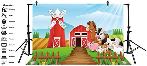 Yeele 12x8ft Cartoony Селска Паша Фон за Снимки Селска Плевня Декор на Домашен добитък, Животни Фон Селски Момче