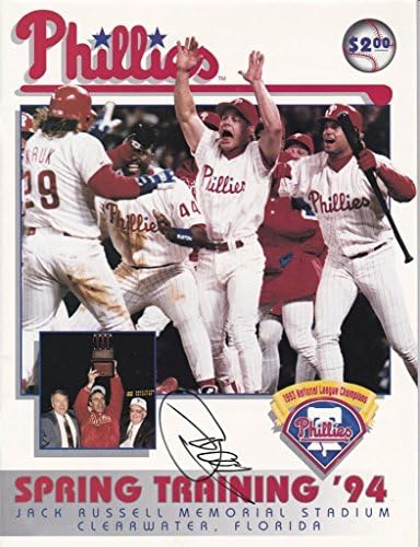 Томи Грийн Подписа Пролетта програма 1994 Philadelpha Phillies с автограф от JSA - Списания MLB с автограф