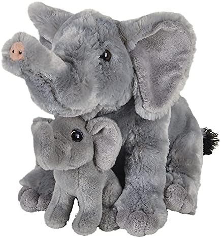 Плюшена играчка Слон за мама и бебе, 11 инча и 5,5 инча, Украса за детската душа в стил Сафари, Интериор за