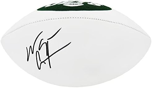 Уейн Чребет Подписа Логото на Wilson New York Jets Бял Панел С футболна топка В Реален Размер - Футболни топки