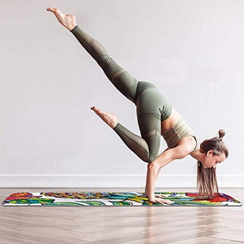 Дебел Нескользящий килимче за йога Unicey за физически упражнения и Фитнес, 1/4 с Нарисованным от ръцете Цветен