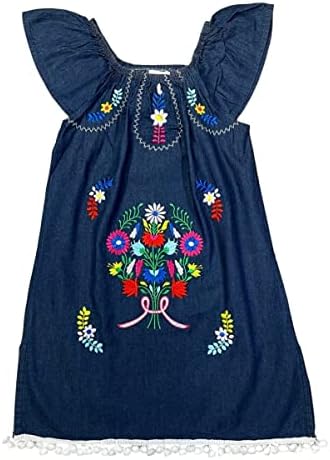 Традиционни мексикански Памучни Рокли с бродерии за бебета и малки момичета unik