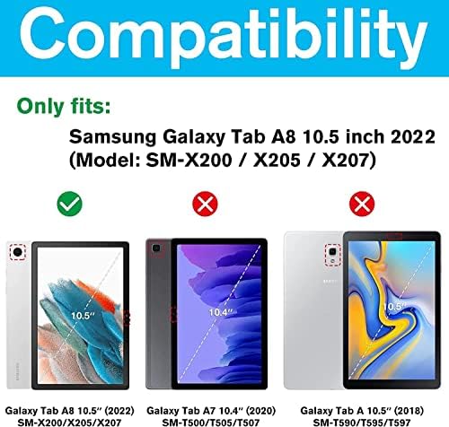 Rosbtib Калъф Samsung Galaxy Tab A8 10.5 инча 2021, Ультратонкая Поставка, Многоугольная капак за преглед, калъф