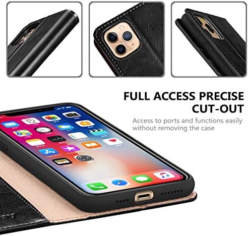 Чанта-портфейл Belemay за iPhone 11 Pro Max, Калъф за iPhone 11 Pro Max, Калъф от естествена телешка кожа [RFID