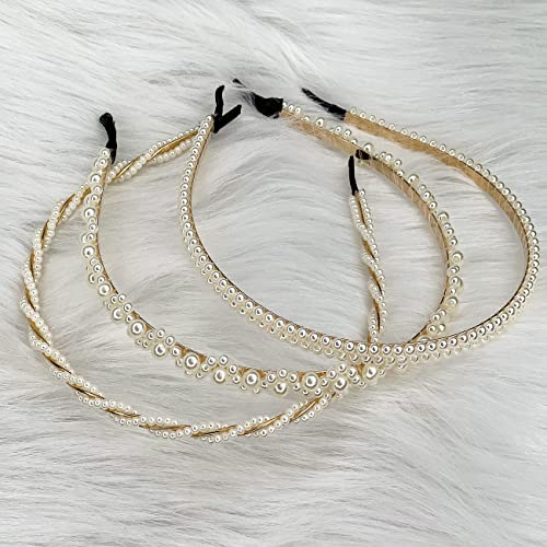 Ali Pearl перлени ленти на главата за жените, Бяла култивирани перли, Прости Златни ленти за Коса, блестяща