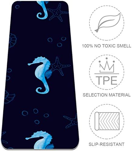 Siebzeh Тъмно Синьо килимче за йога с морски коньком и морската звезда Премиум-клас, в екологично Чист Гумена