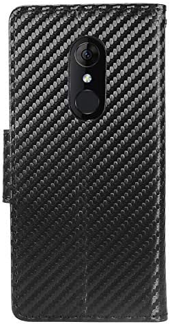 Z-GEN - Съвместим с T-Mobile REVVL 2 (5,5 ) REVVL2 5052W - Чанта-портфейл от изкуствена кожа с панти капак - CT5 от въглеродни влакна, черен